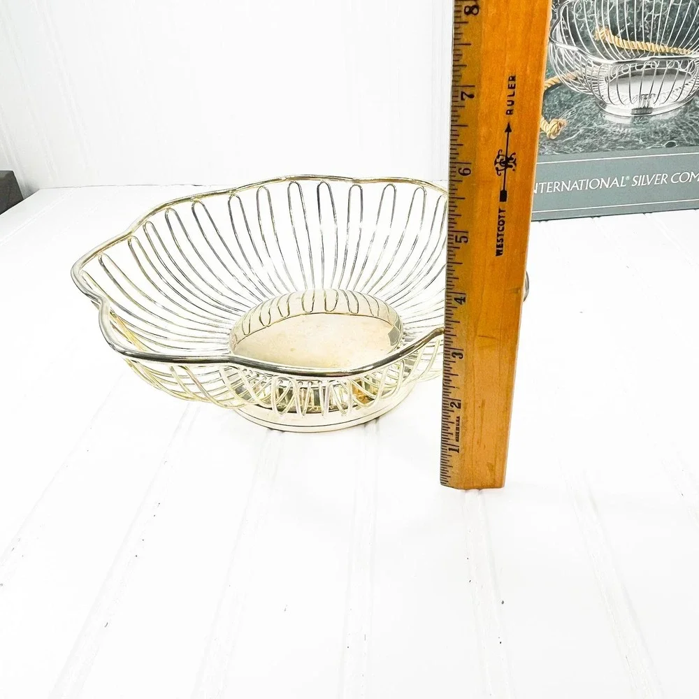 Vintage Gold-Plated Wire Bread Bowl - International Silver Co. Fruit Basket